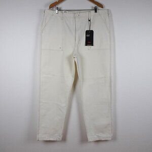 Levi's Utility Pants Jeans Men's 42x32 Off White Ivory Denim Tapered Pockets